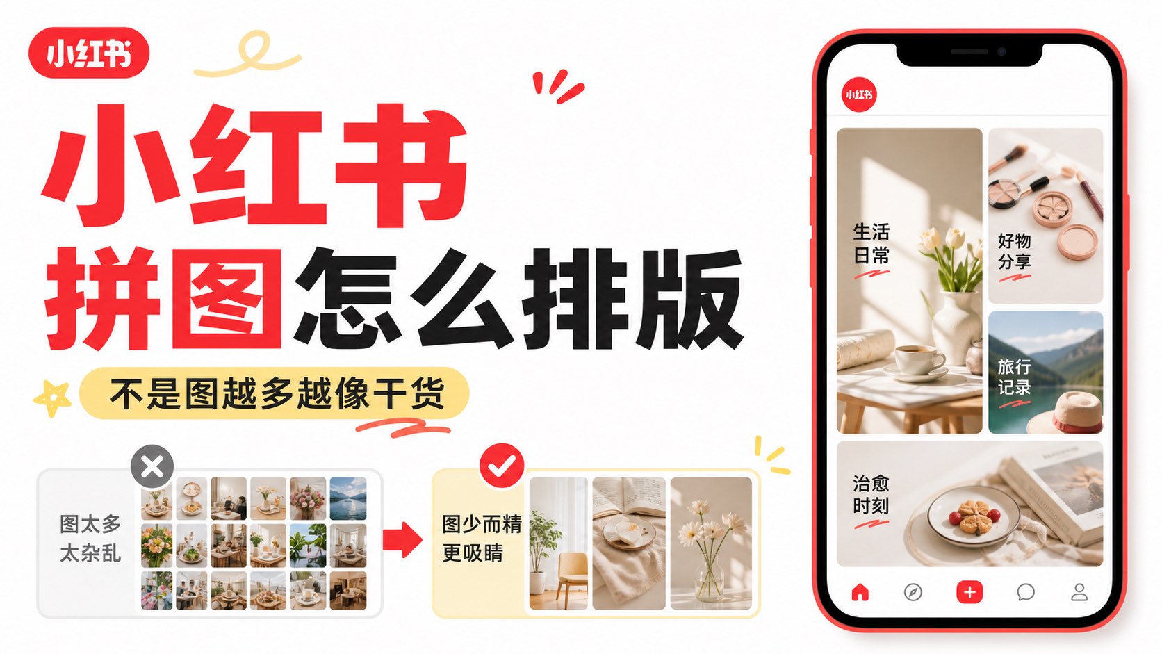 小红书拼图怎么排版更顺眼?不是图越多越像干货